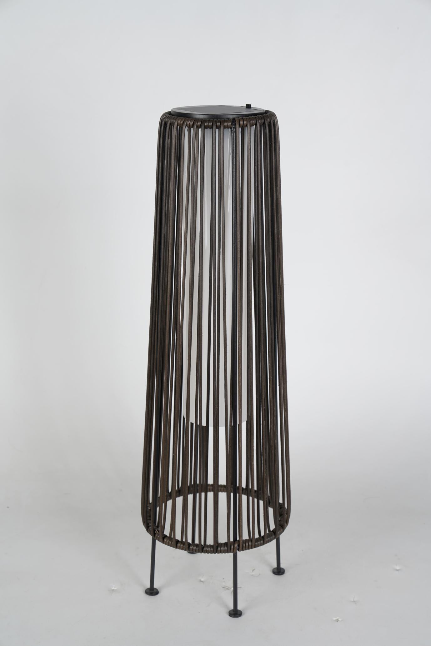 2-Pack Dark Brown Outdoor Wicker Floor Solar Lamps