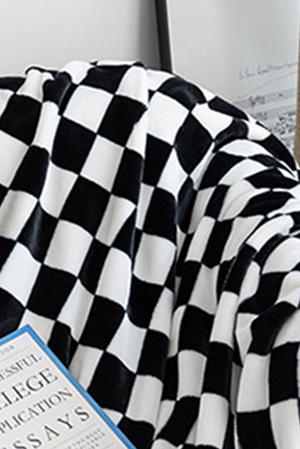 Navy Blue Checkerboard Printed Soft Throw Blanket 120*200cm