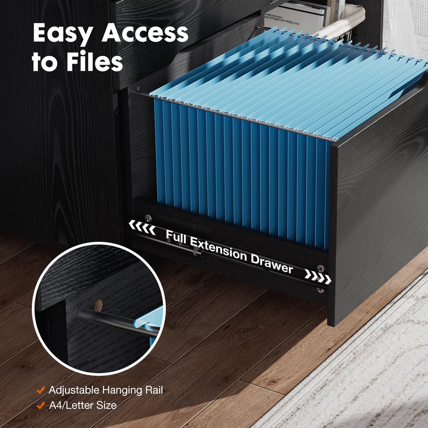 Black Office Organizer Filing Cabinet