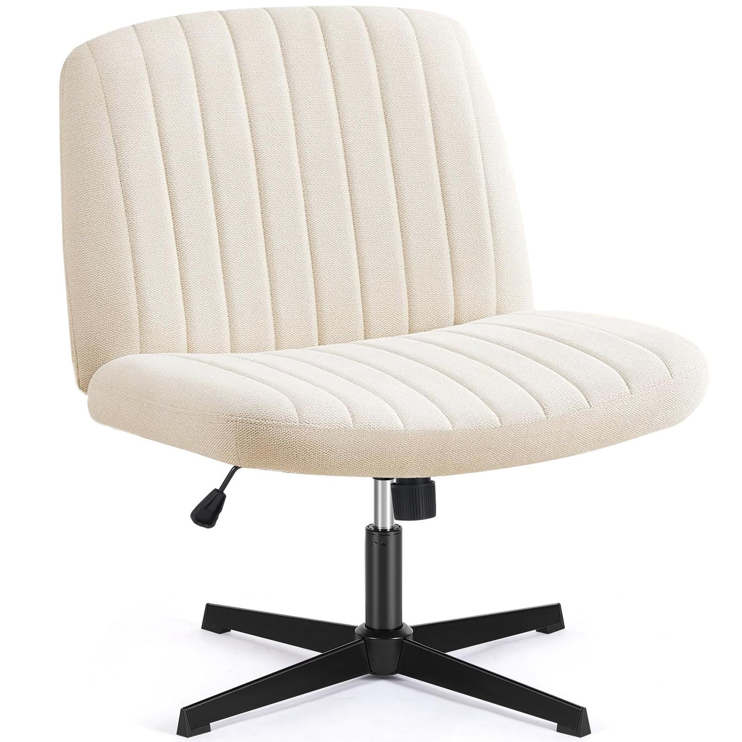 Beige Wide Armless Swivel Home Office Chair