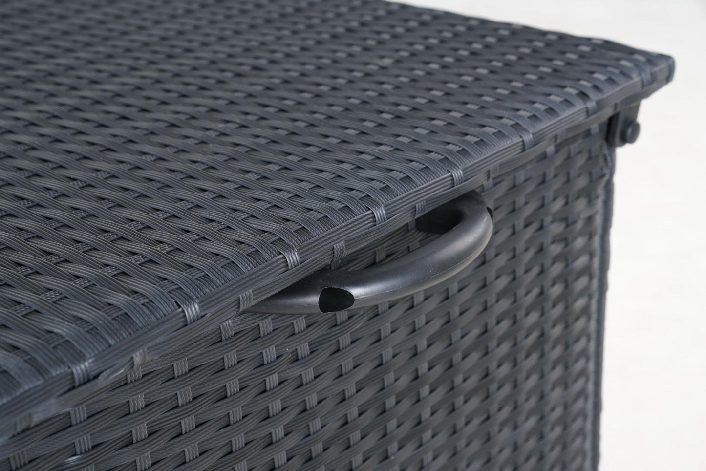 Black Iron Rattan Storage Bench