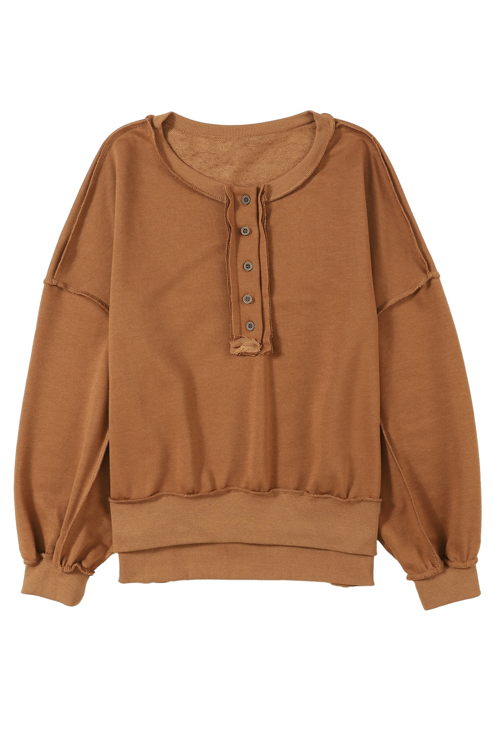 Slouchy Henley-Sweatshirt mit tief angesetzter Schulterpartie in Pink