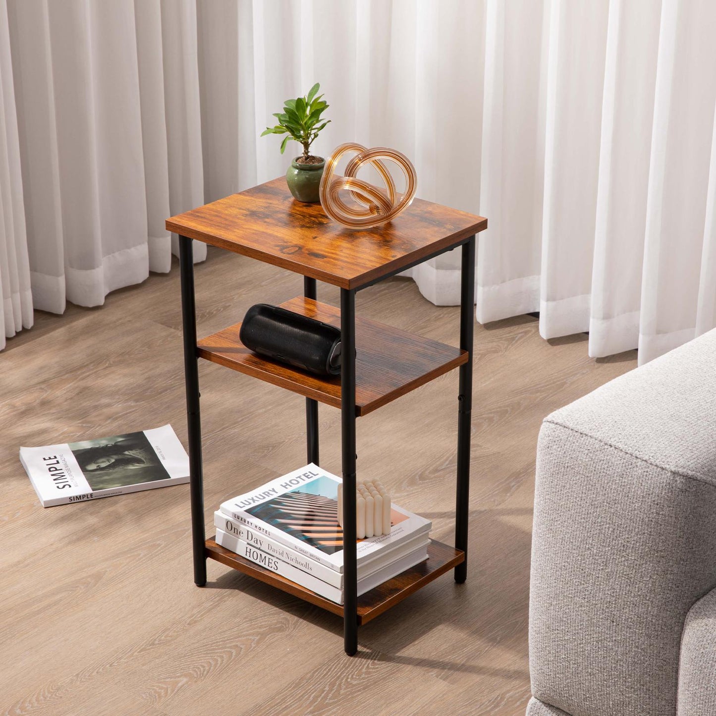Brown Small Bedside Storage Table