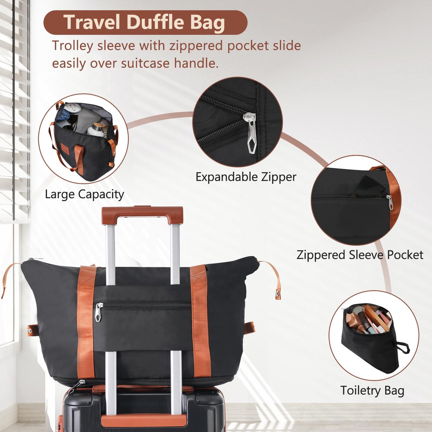 3 Piece Black Luggage Set w/TSA Lock