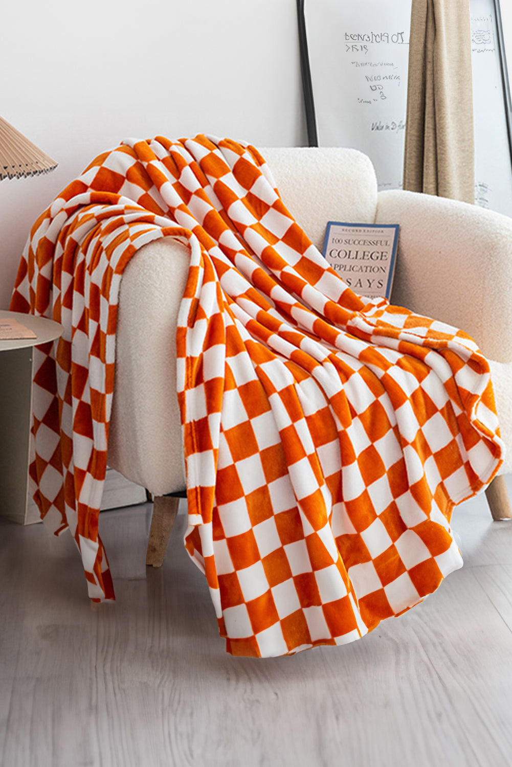 Navy Blue Checkerboard Printed Soft Throw Blanket 120*200cm