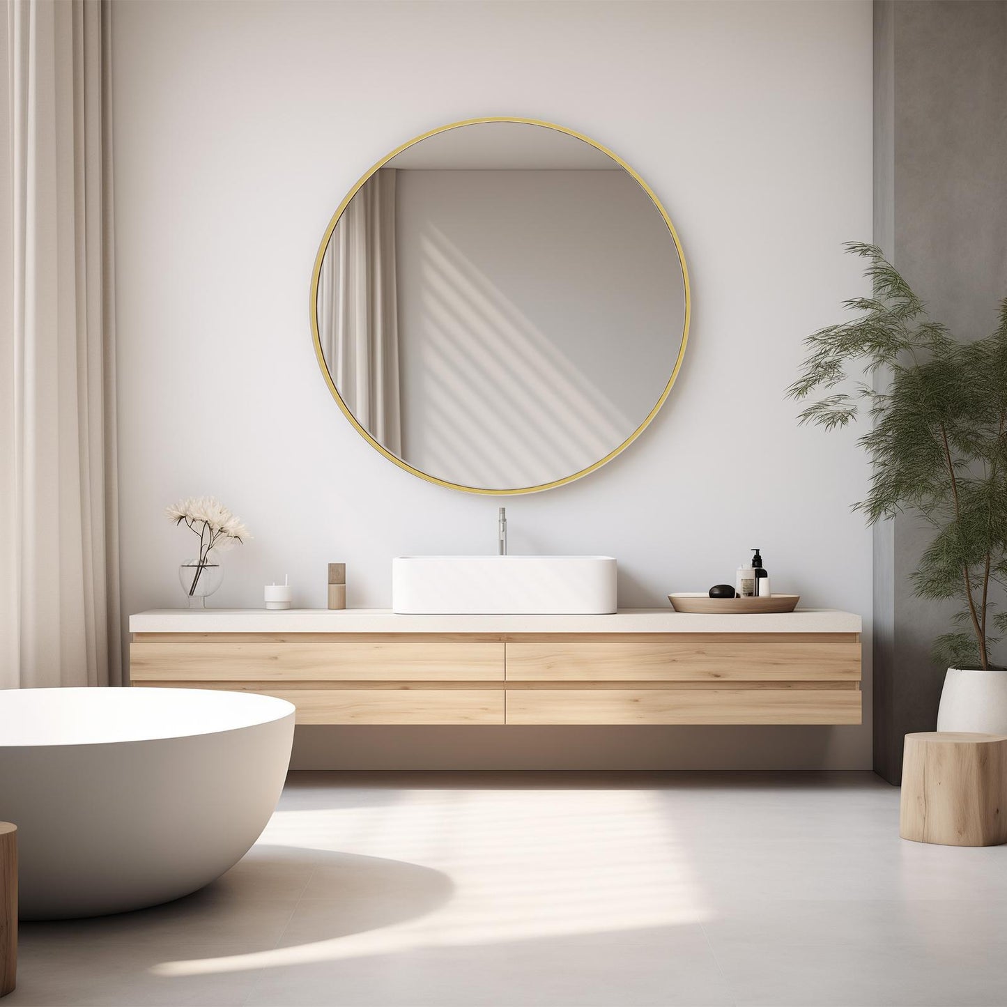 30" Gold Round Wall Mirror