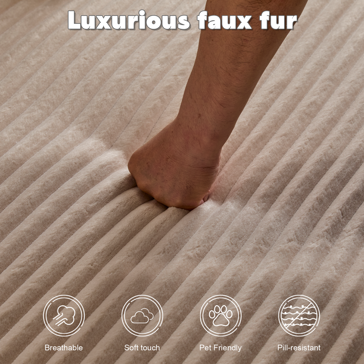Beige Corduroy Plush Oversized Chaise Lounge Chair