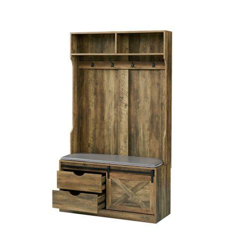 Brown Coat Rack w/ Shoe Cabinet Storage