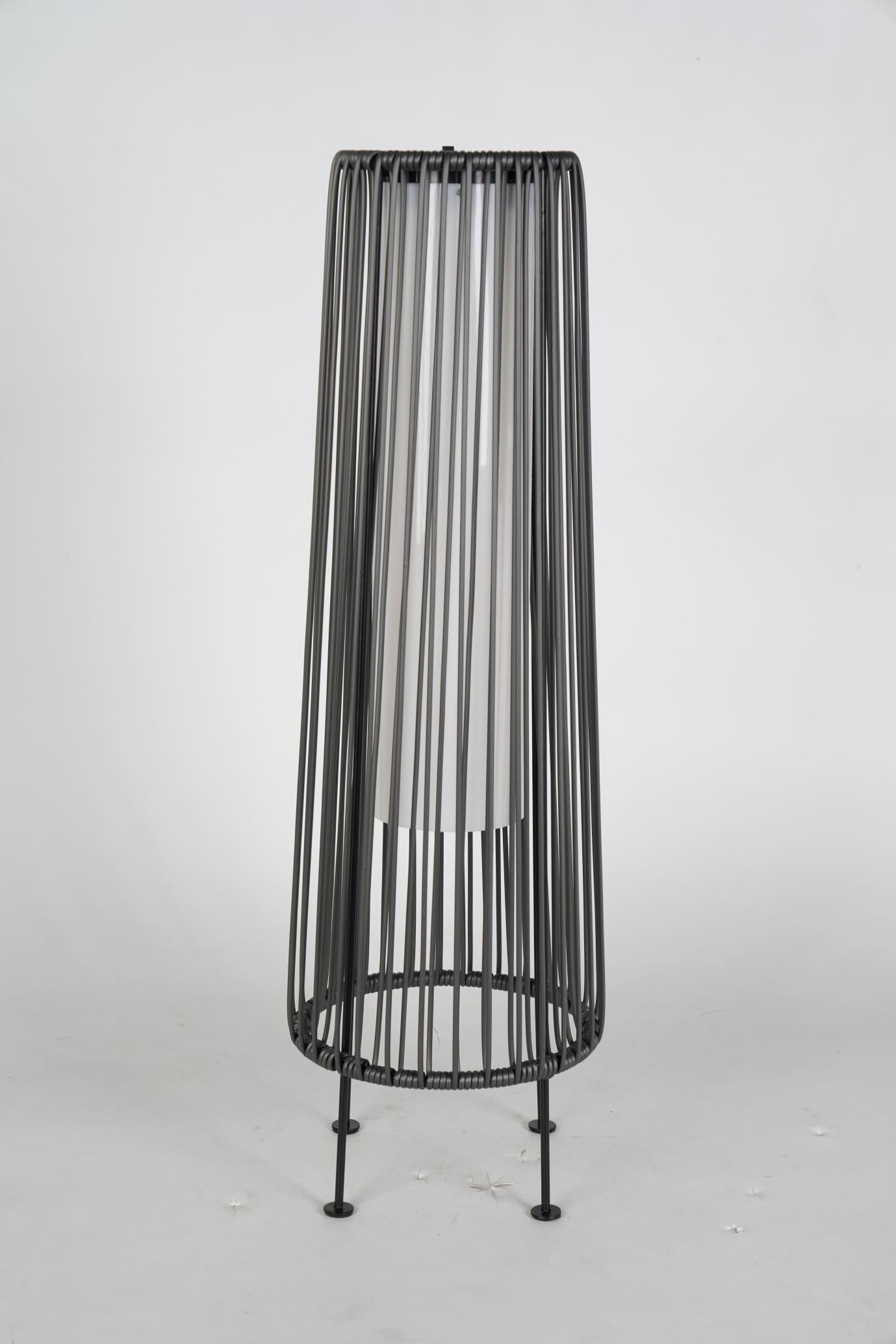 2-Pack Grey Outdoor Wicker Floor Solar Lamps