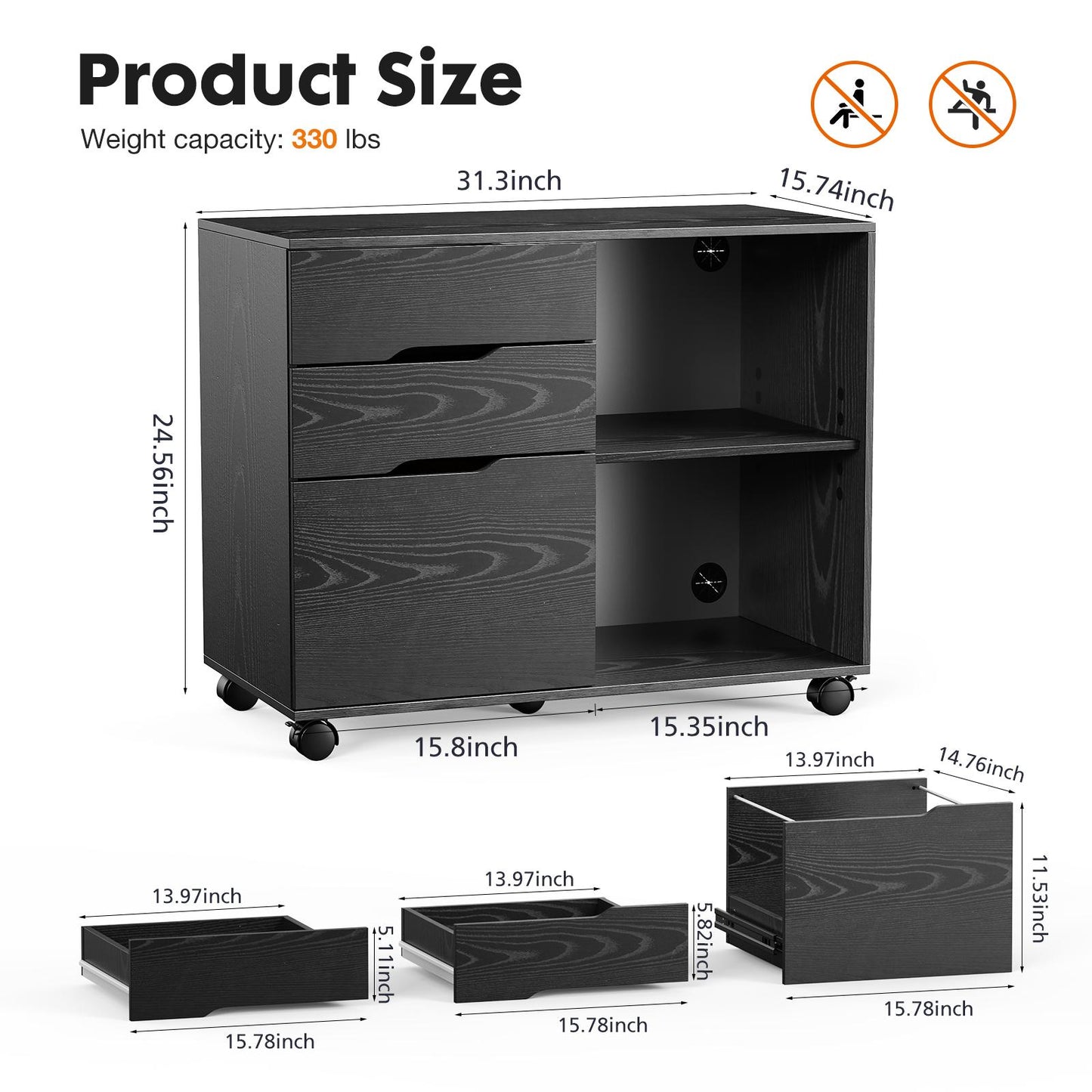Black Office Organizer Filing Cabinet