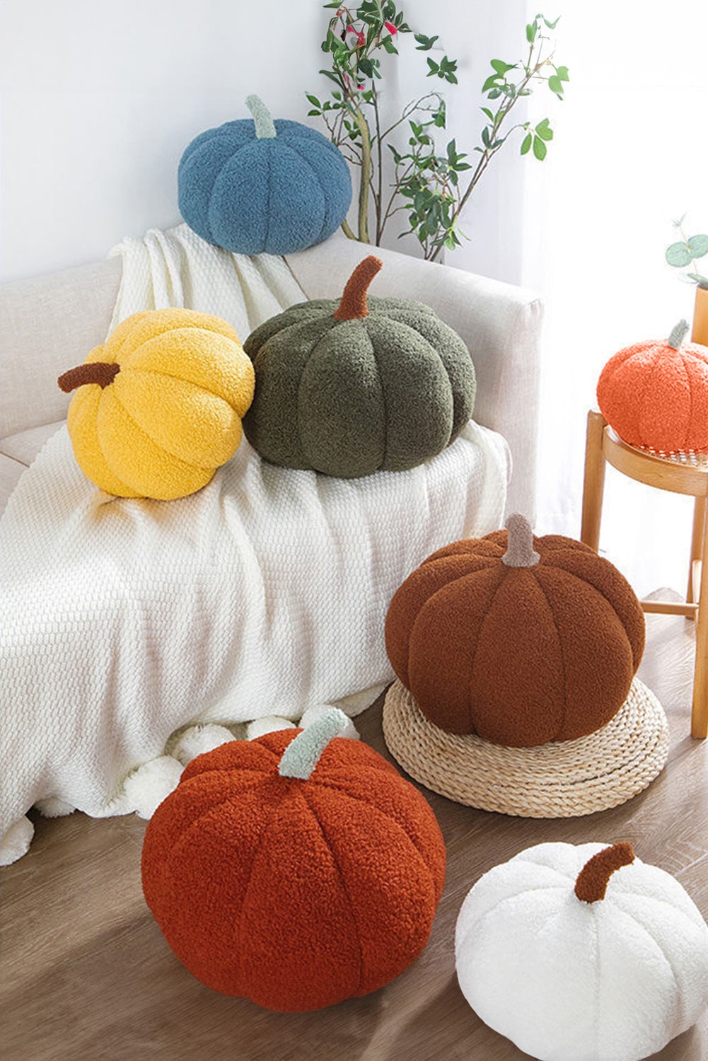 Grapefruit Orange Pumpkin Shape Plush Cushion