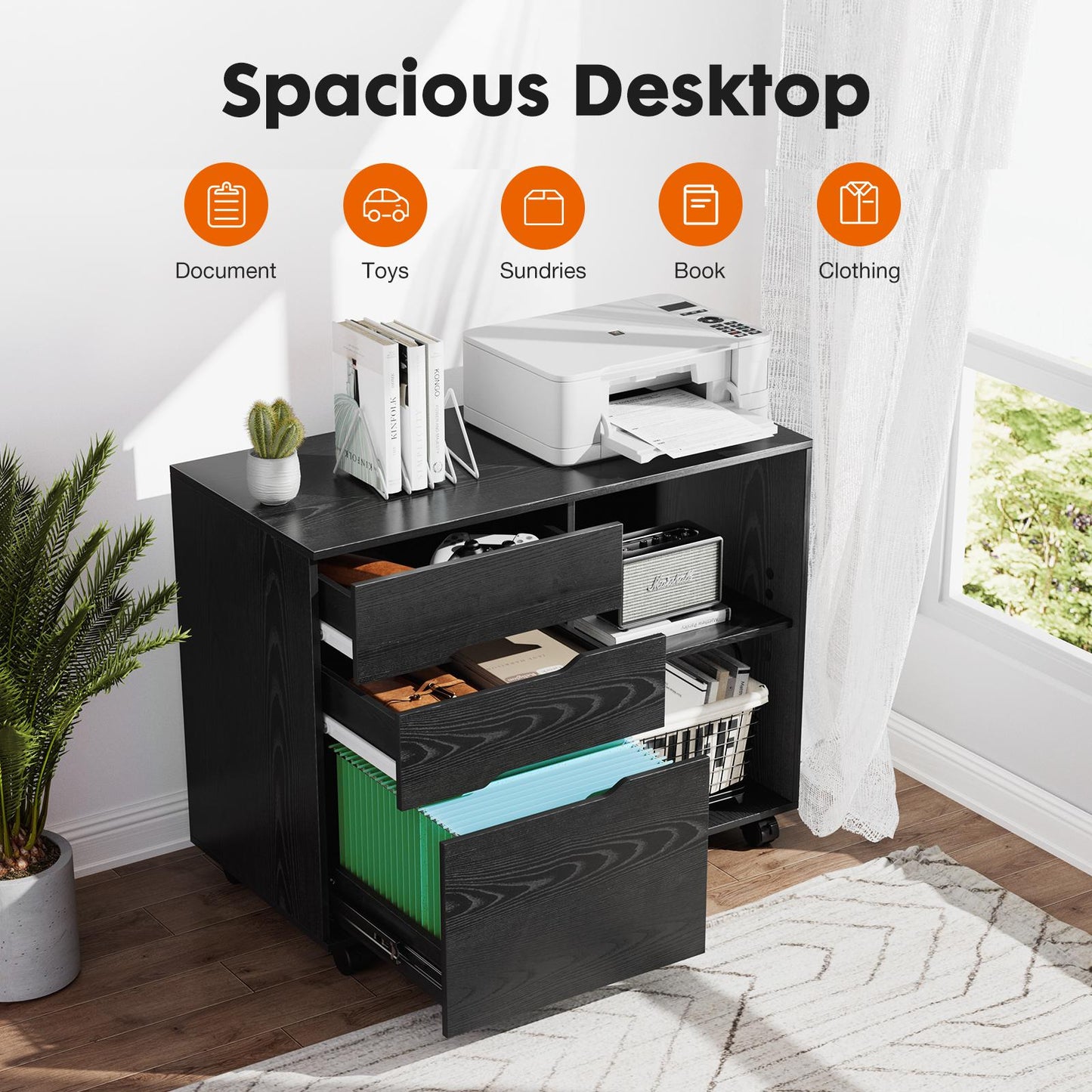 Black Office Organizer Filing Cabinet