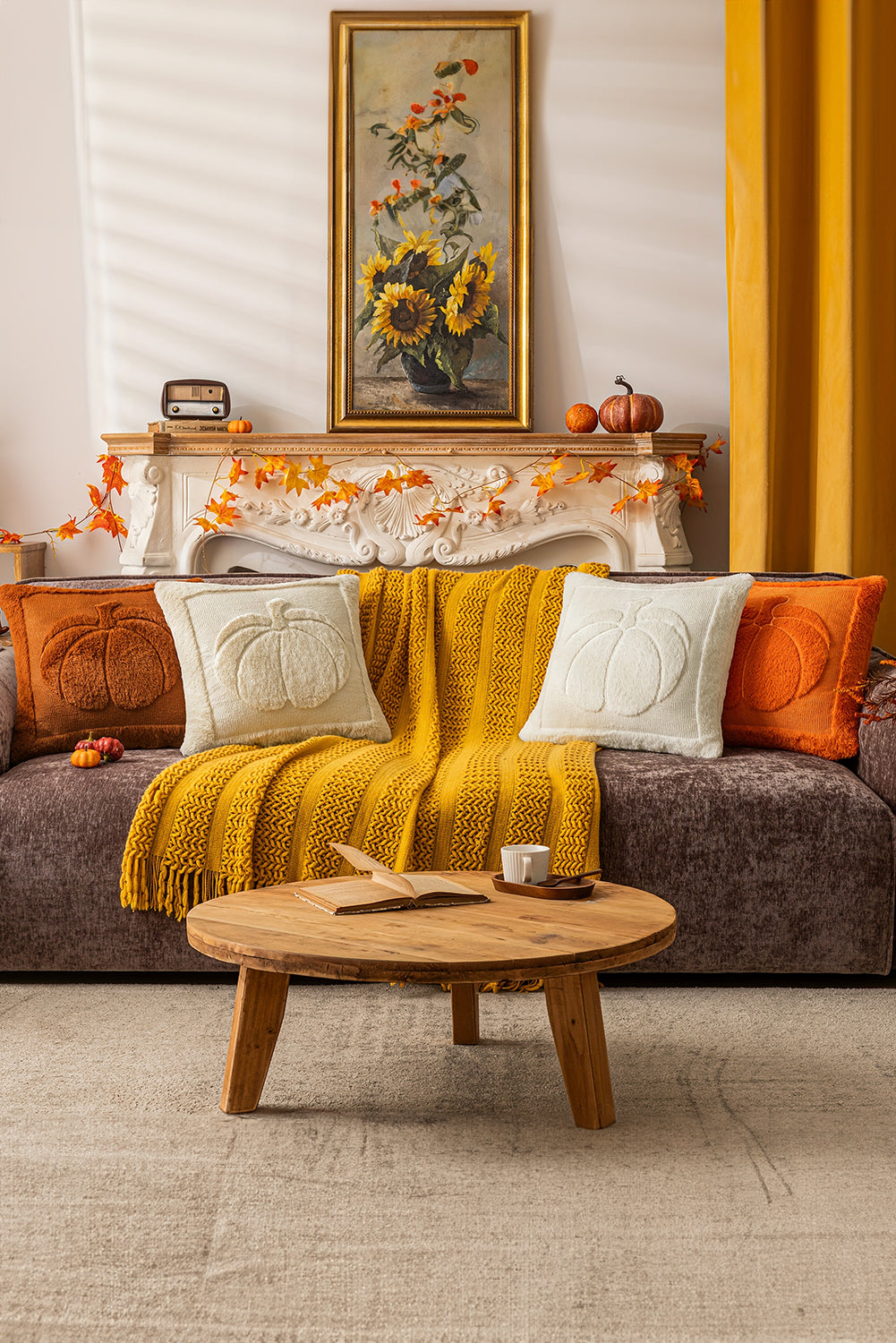 Orange Plush Textured Pumpkin Pillowcase