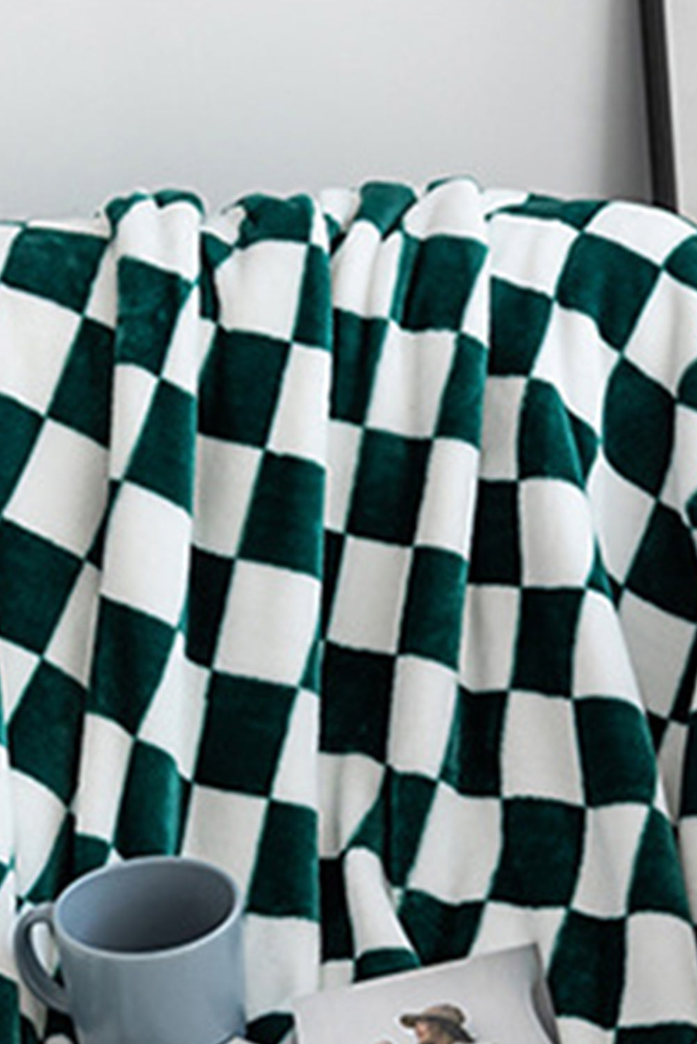 Navy Blue Checkerboard Printed Soft Throw Blanket 120*200cm
