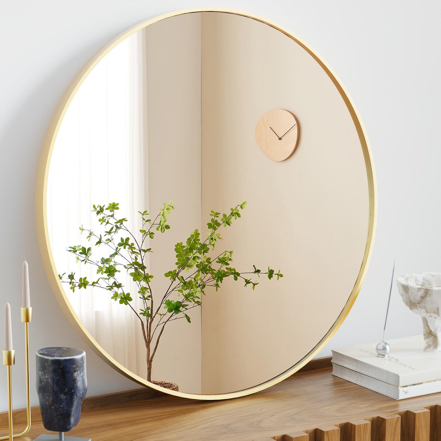 30" Gold Round Wall Mirror
