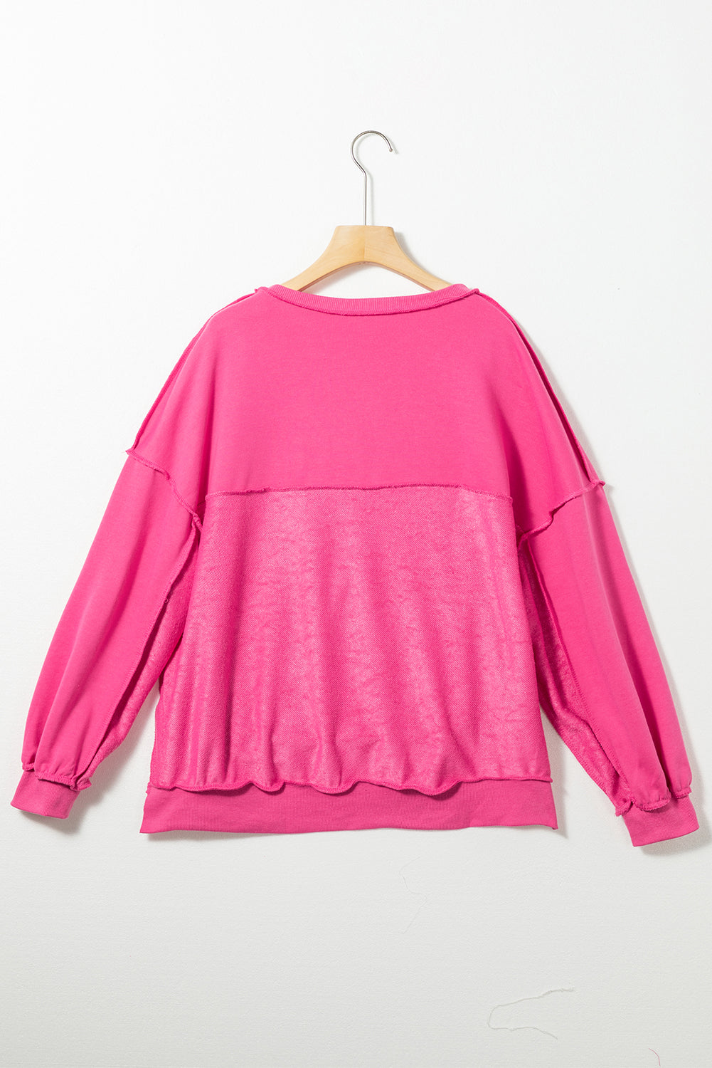 Slouchy Henley-Sweatshirt mit tief angesetzter Schulterpartie in Pink