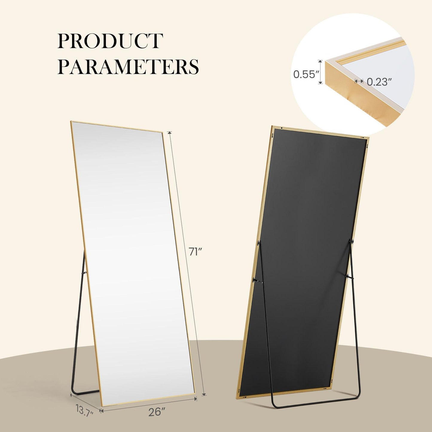 71"x26" Gold Rectangular Full Length Vanity Mirror