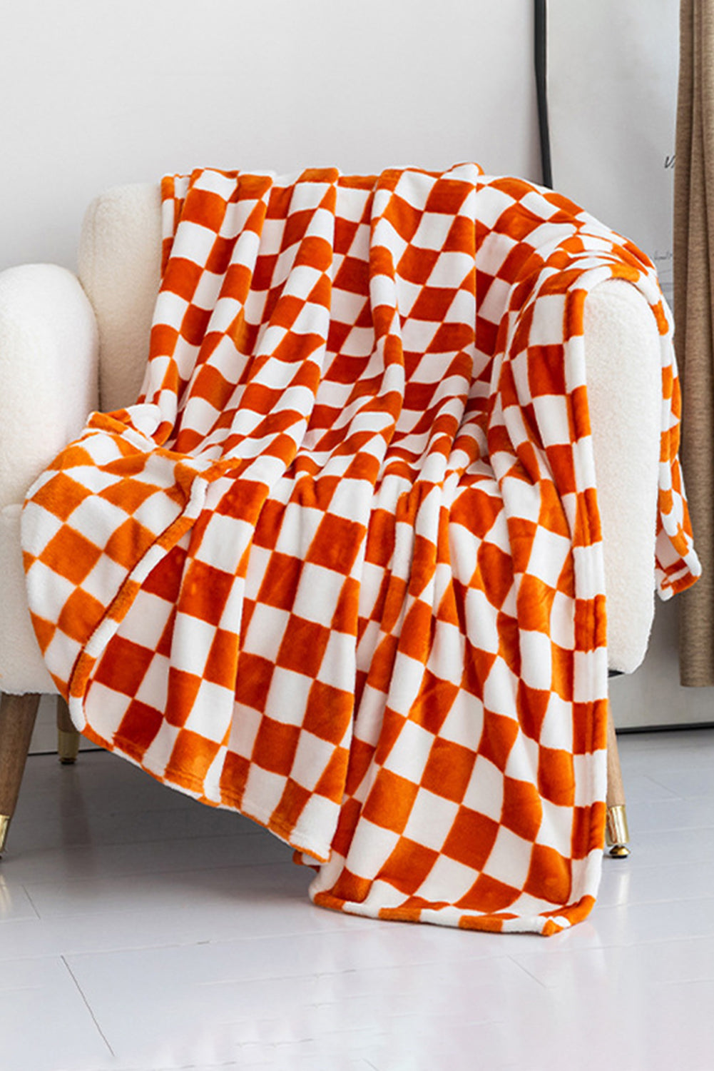 Navy Blue Checkerboard Printed Soft Throw Blanket 120*200cm