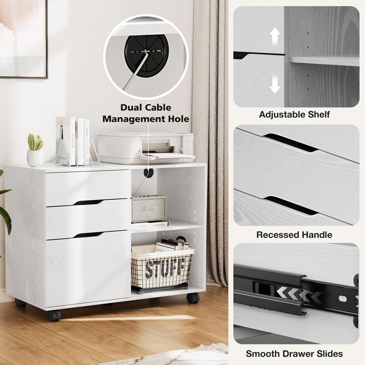 White Office Organizer Filing Cabinet