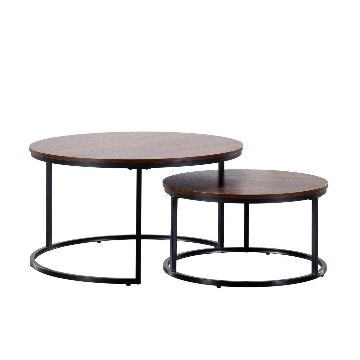 Set of 2 Brown Nesting Round Coffee Tables