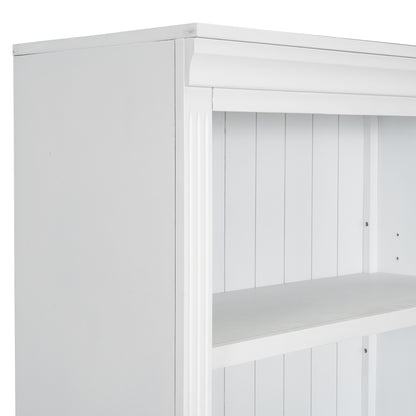 White Wood Bookcase w/ Adjustable Shelves