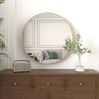 Gold Metal Round Bathroom Mirror