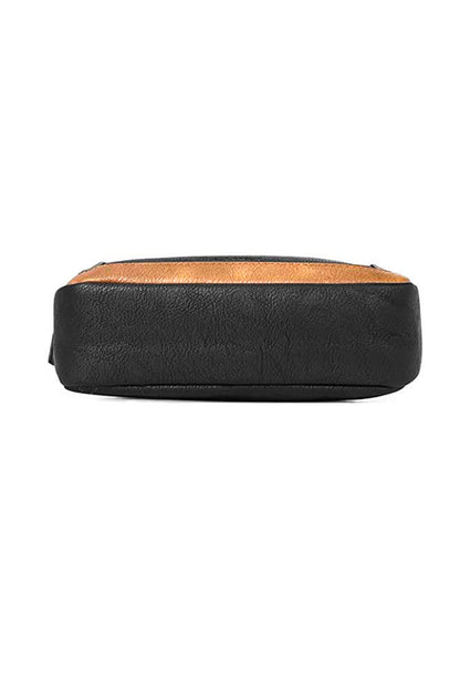 Bolso bandolera mini de cuero PU con correa ajustable negro