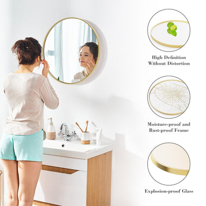24" Gold Round Wall Mirror