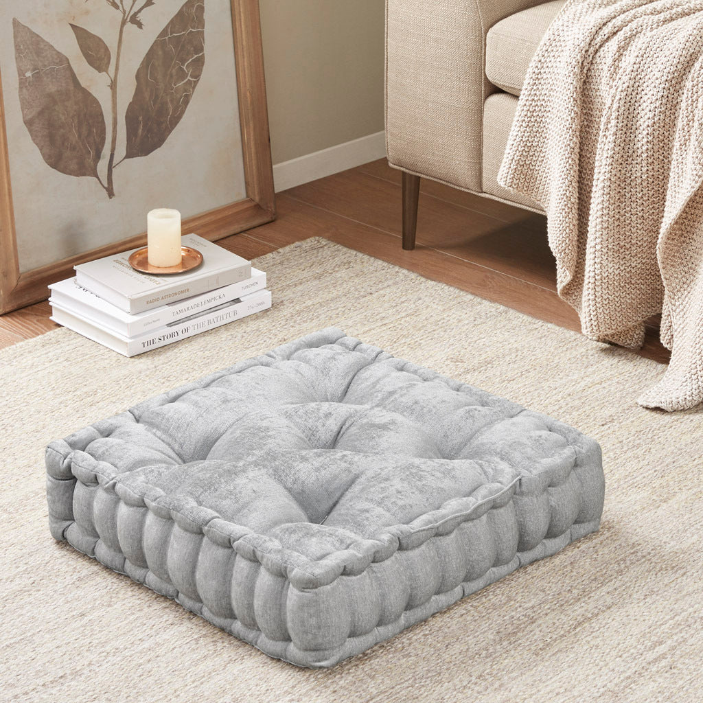 Grey Poly Square Floor Pillow Cushion