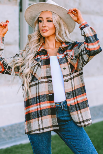 Plaid Button Front Pocket Shirt Shacket