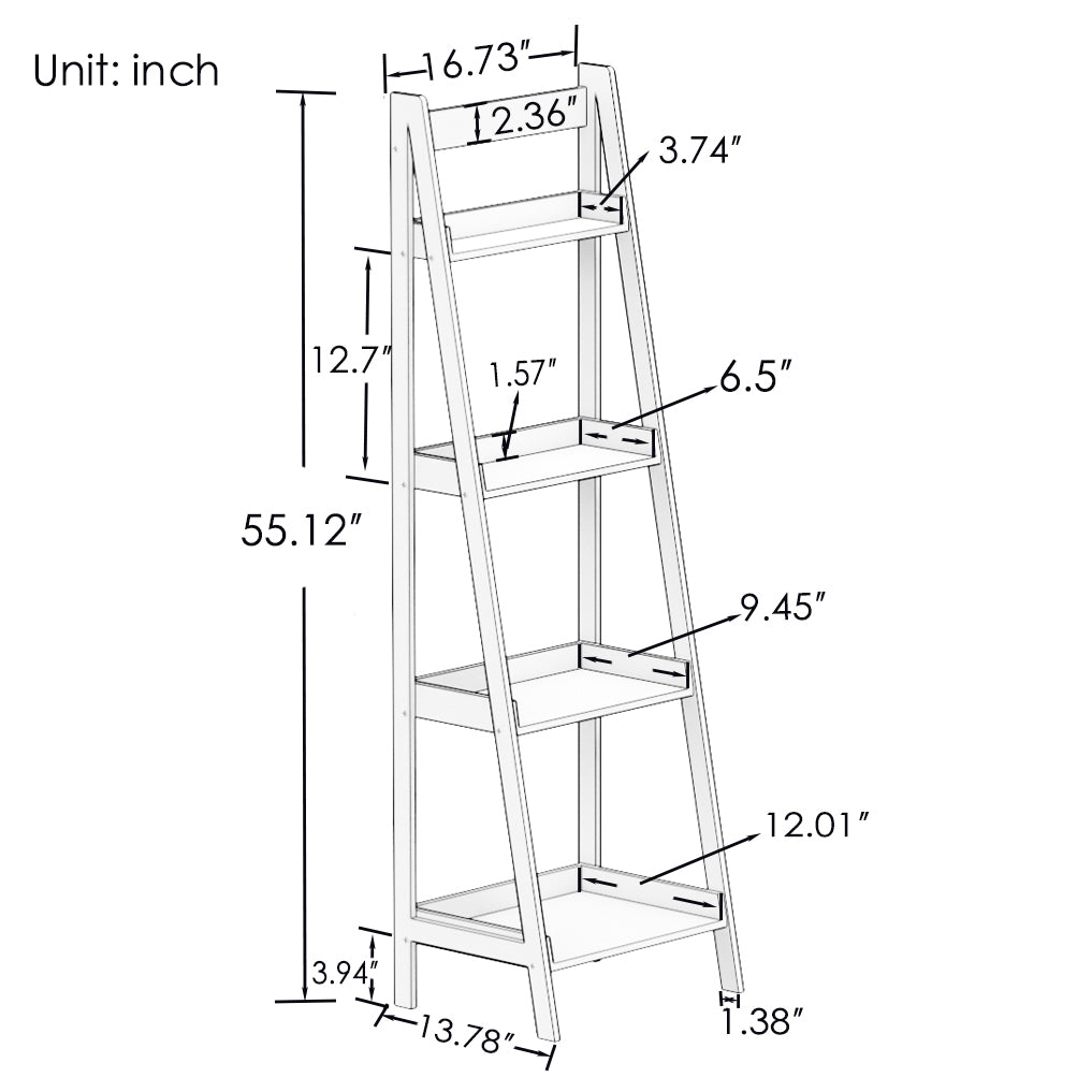 White Four Tier Bookshelf