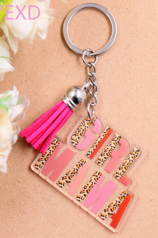 Strawberry Pink GIRL MAMA Keychain