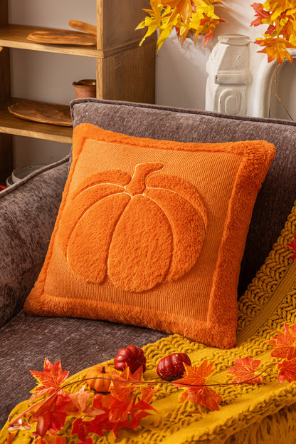 Orange Plush Textured Pumpkin Pillowcase