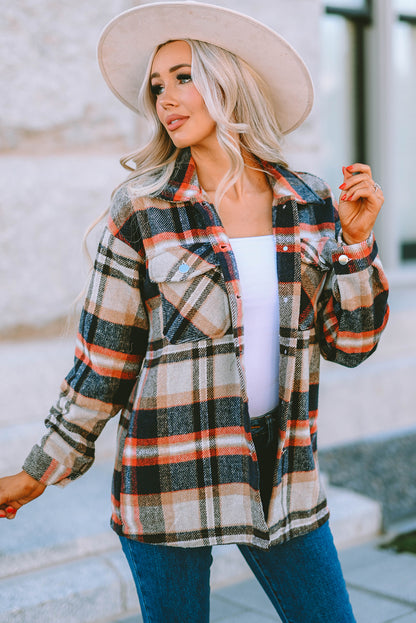 Plaid Button Front Pocket Shirt Shacket