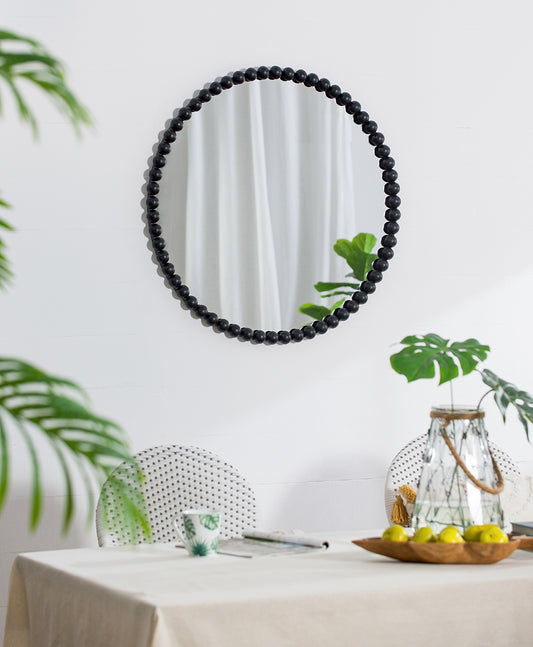 Circle Mirror w/ Metal Beaded Frame