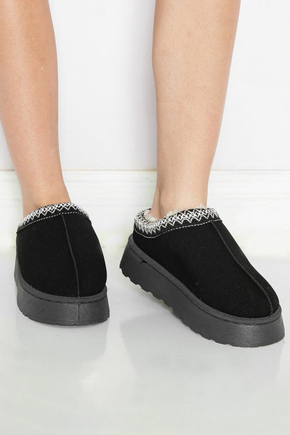 Black Suede Platform Snow Boots