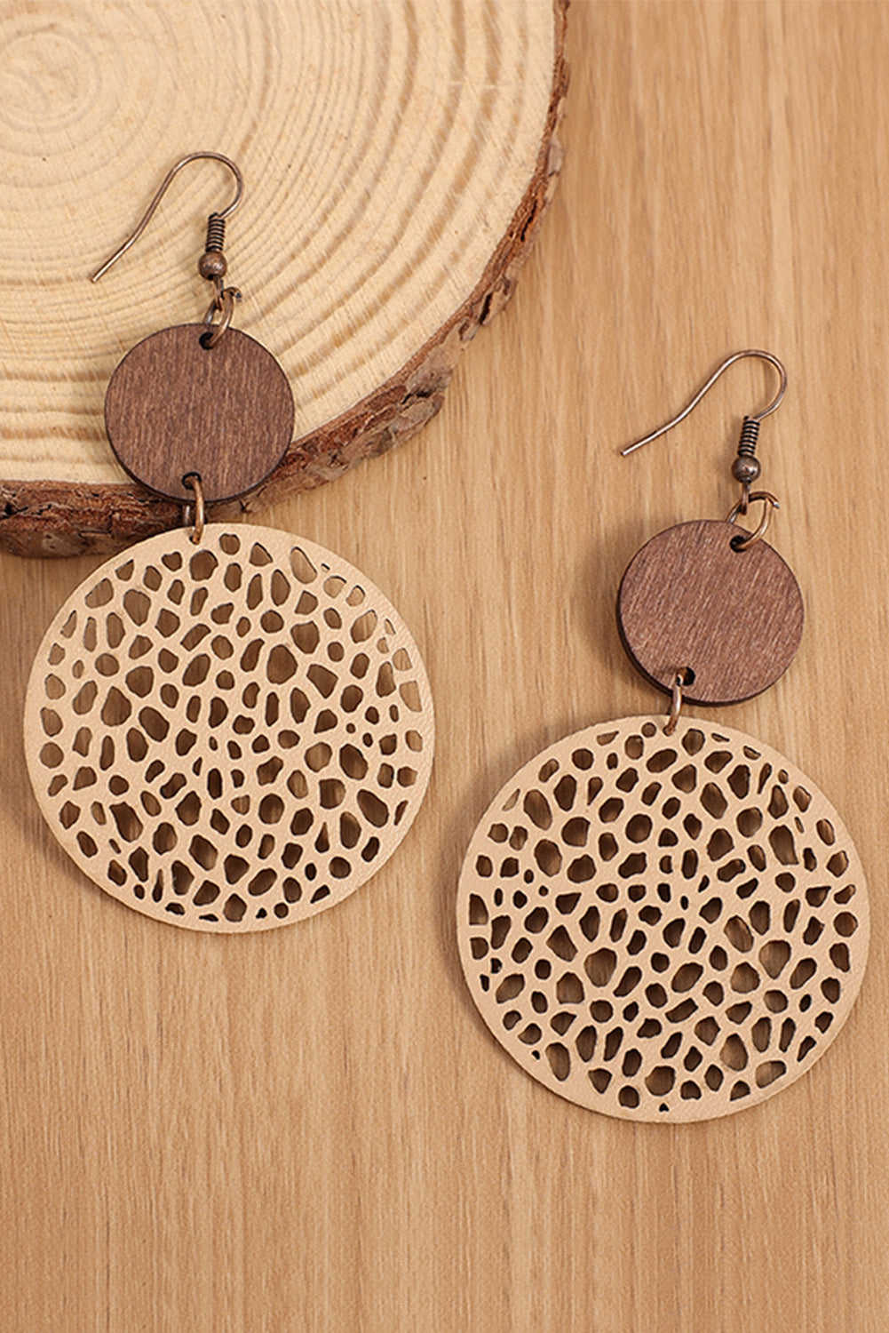 Black Hollow Out Bohemian Wooden Pendant Drop Earrings