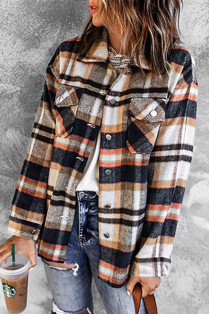 Plaid Button Front Pocket Shirt Shacket