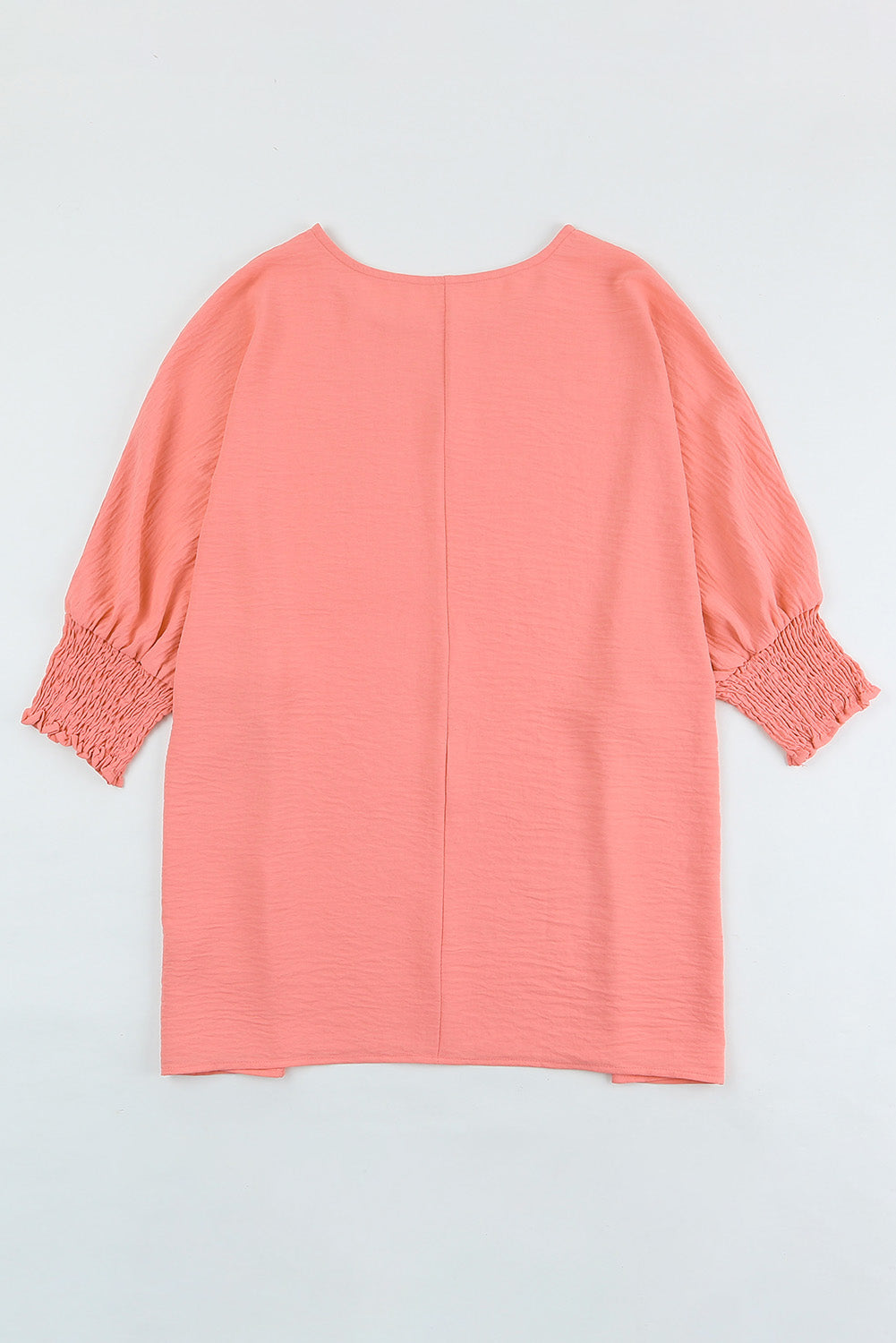 Blusa informal lisa con mangas de murciélago y puños fruncidos albaricoque