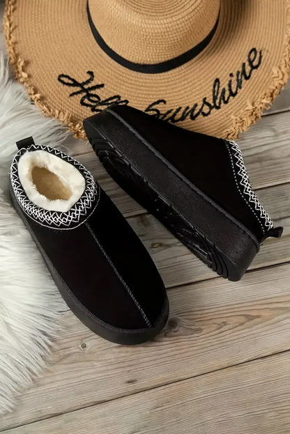 Black Suede Platform Snow Boots