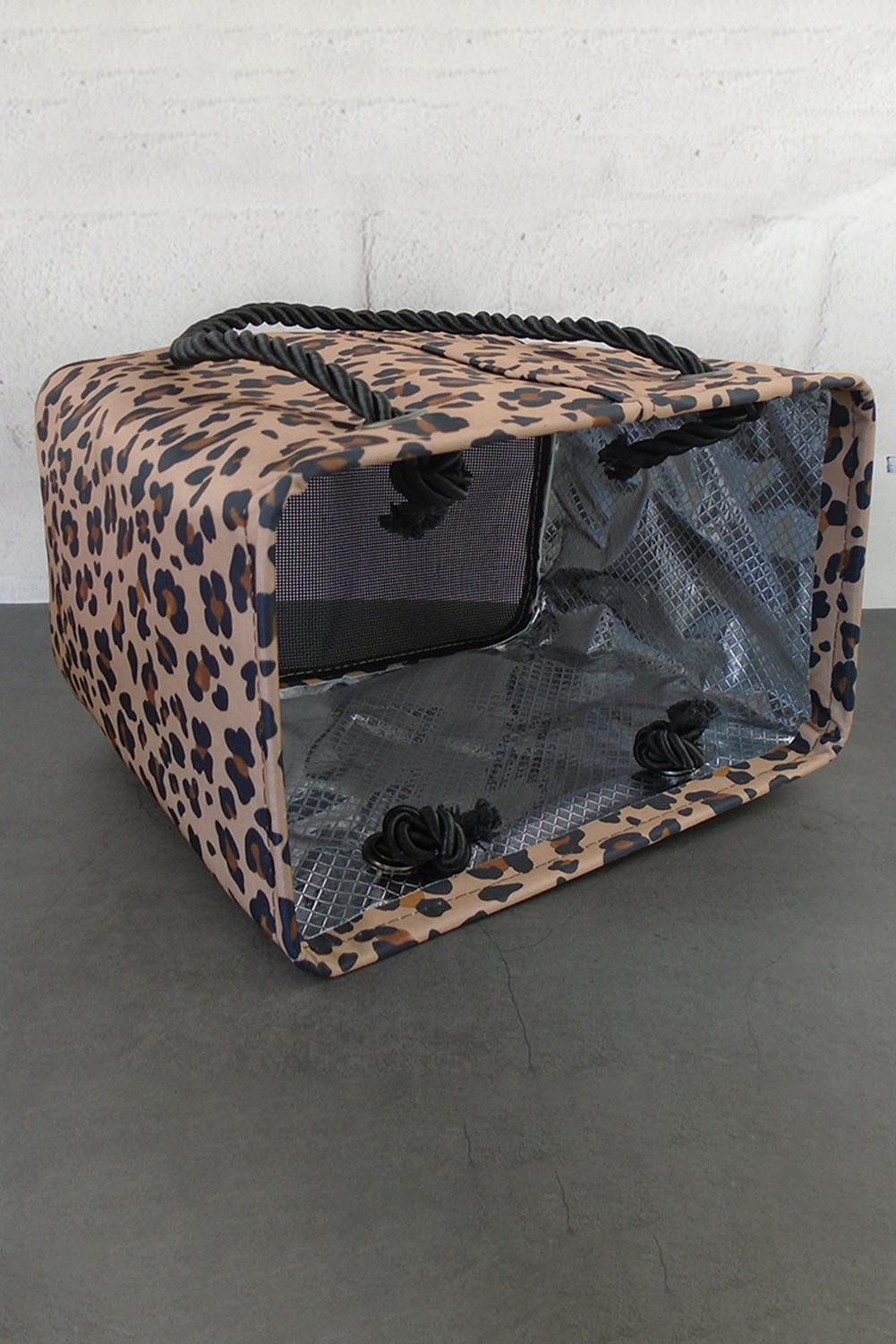 Neceser de lona impermeable con estampado de leopardo