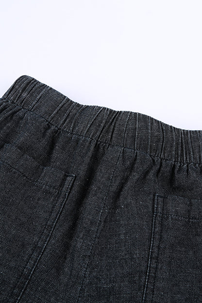 Pantalones cortos de mezclilla con bolsillos deshilachados casuales azul oscuro