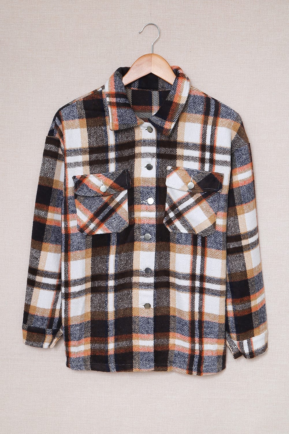 Plaid Button Front Pocket Shirt Shacket