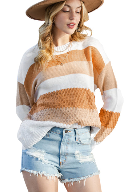 Striped Drop Sleeve Knitted Sweater