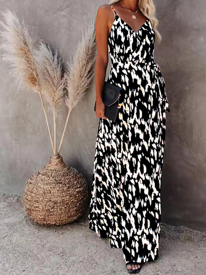 Printed Maxi Dress w/ Skinny Straps