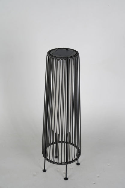 2-Pack Grey Outdoor Wicker Floor Solar Lamps