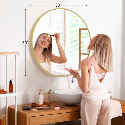 30" Gold Round Wall Mirror