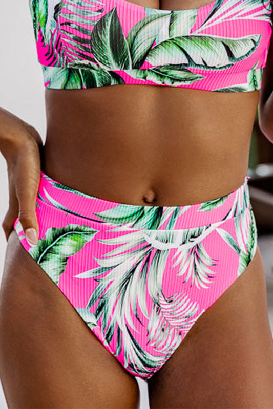 Braguita de bikini texturizada con estampado tropical de rosas