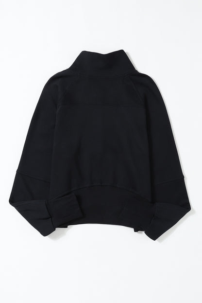 Zip Up Thumbhole Sleeve Sweatshirt