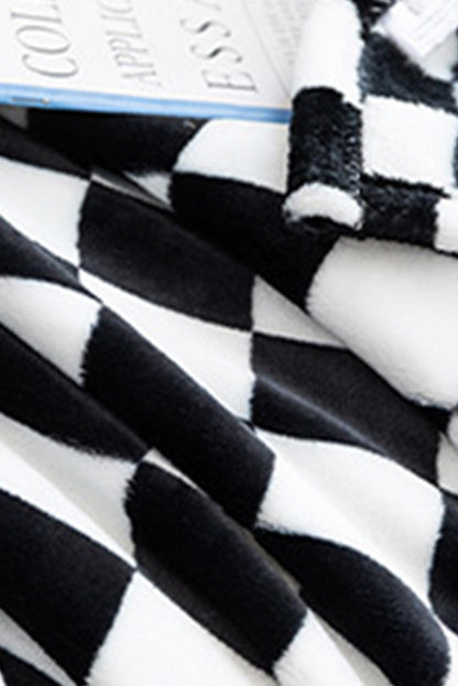 Navy Blue Checkerboard Printed Soft Throw Blanket 120*200cm